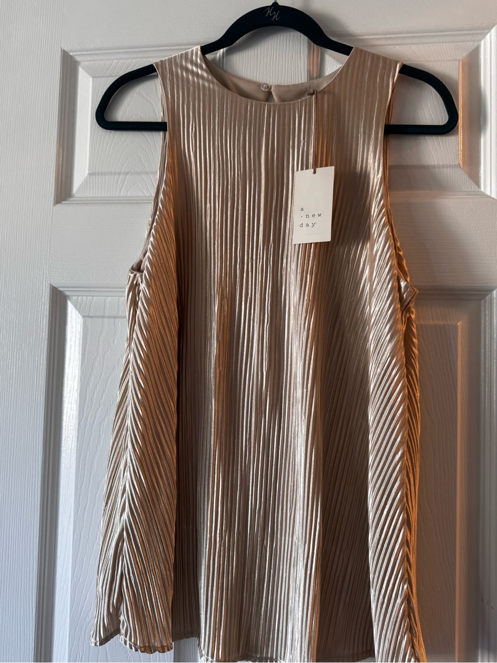 a new day Metallic Champagne Pleated Girls' Dress